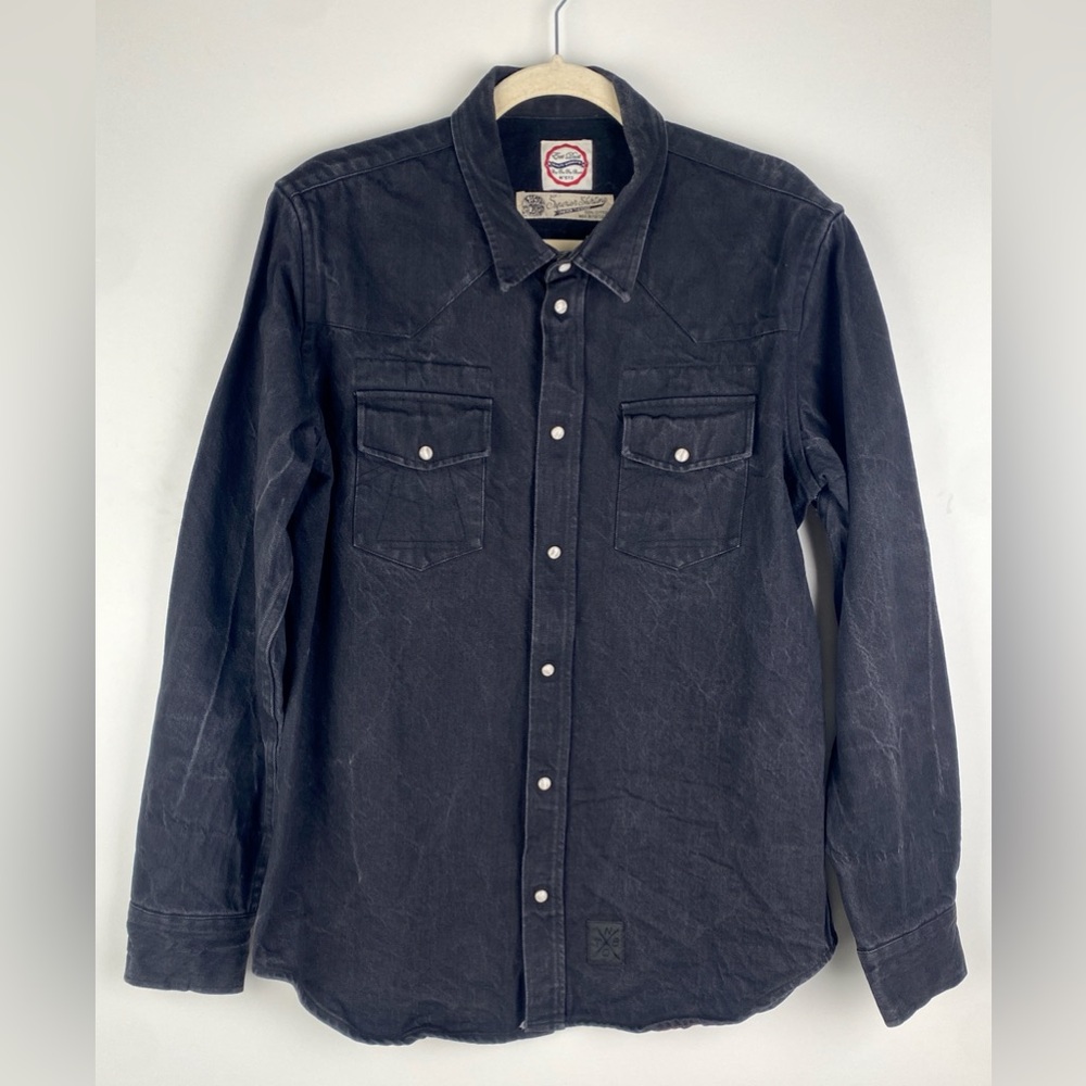 Eat Dust Twill Denim Shirt, Sz Large Black